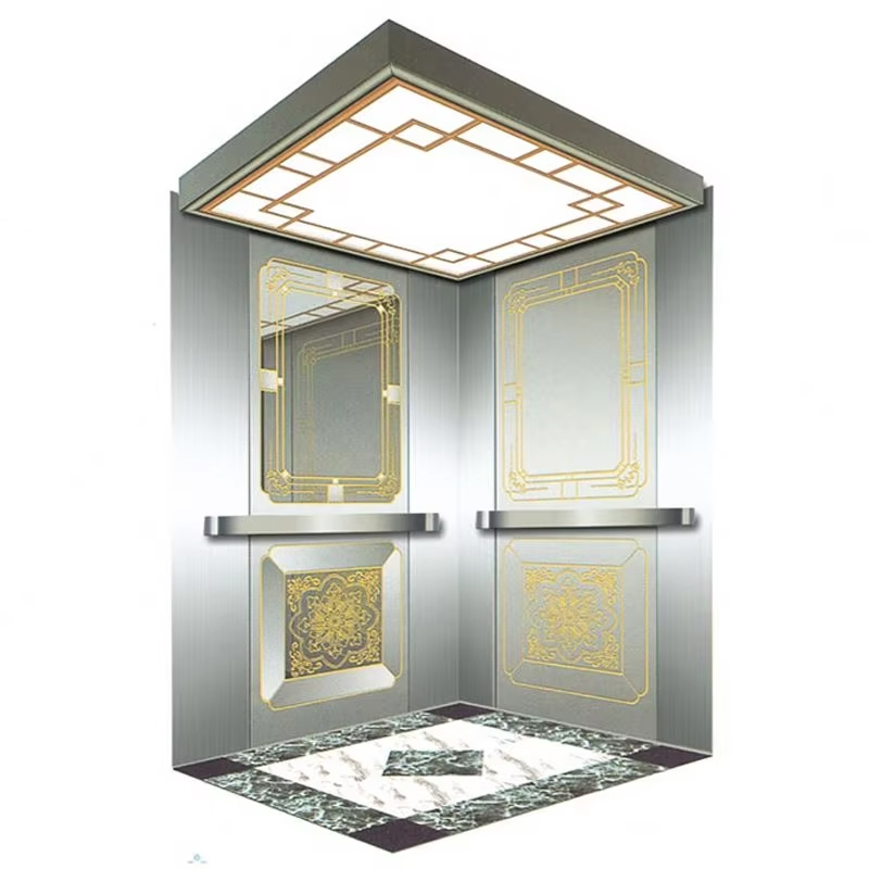 Cabină de lift pentru pasageri VTSP134 cu plafon LED eficient din punct de vedere energetic Construcție din oțel inoxidabil Certificat ISO9001 1 an garanție