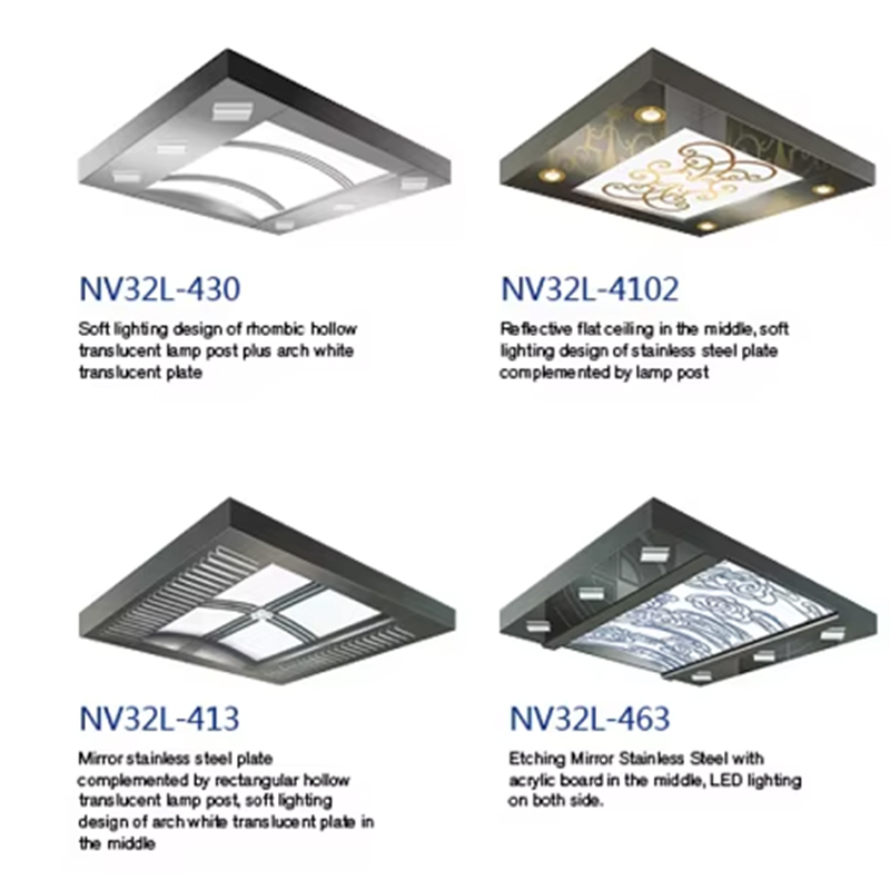 VTSP139 Decorare cabină de lift Modern LED Panou de plafon pentru cabină de lift Design din oțel inoxidabil pentru plafonul de lift